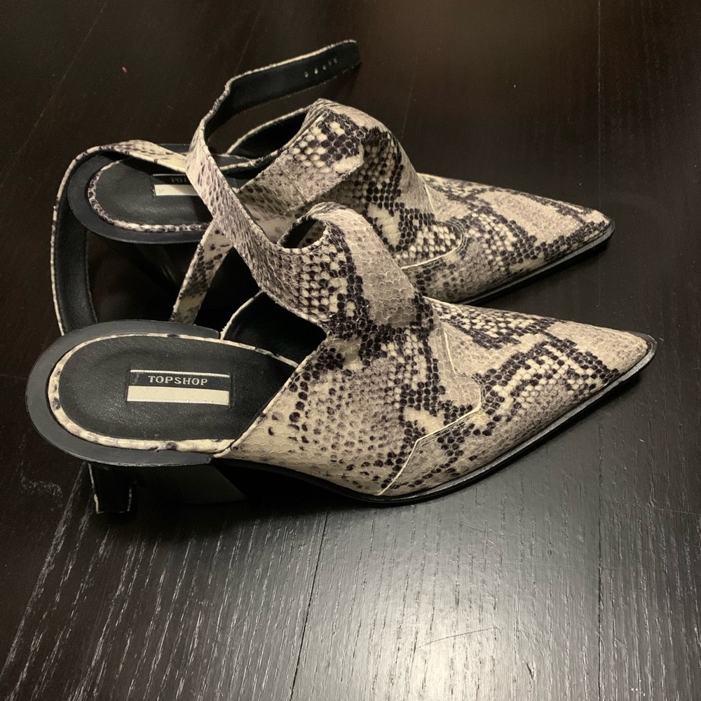 Topshop sling back snake effect shoes
